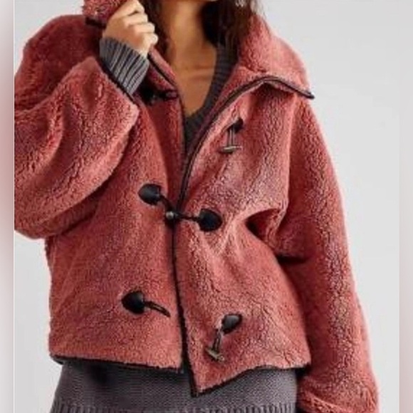 Free People Jackets & Blazers - Free People Junie Oversized Faux Teddy Jacket Dusty Rose Pink SOLD OUT size XL